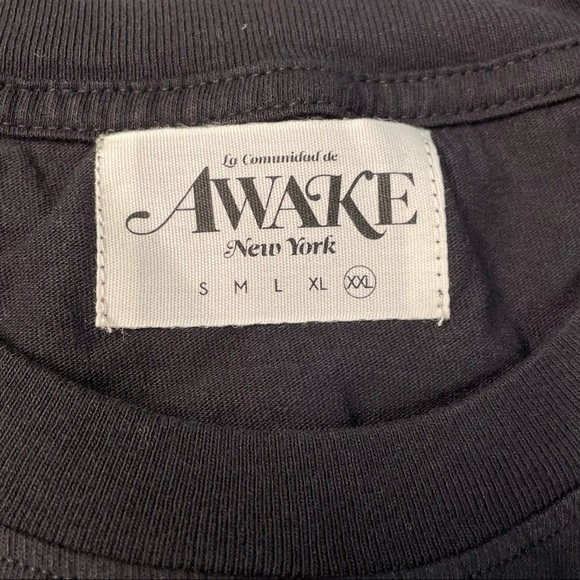 Awake New York Chrome Logo Spellout Mens 2XL Size Black Graphic Tee Shirt - Picture 4 of 6